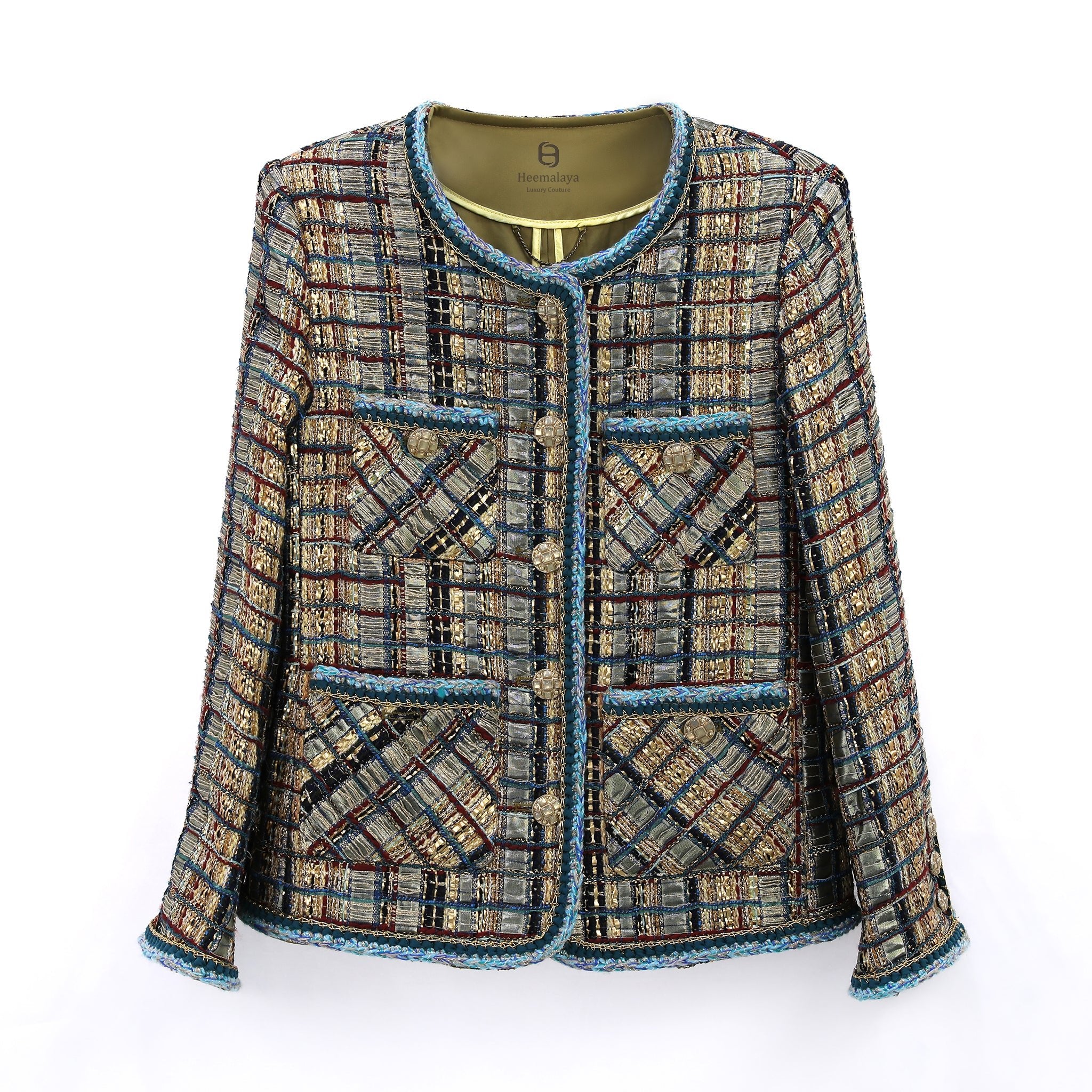 Check tweed jacket front view